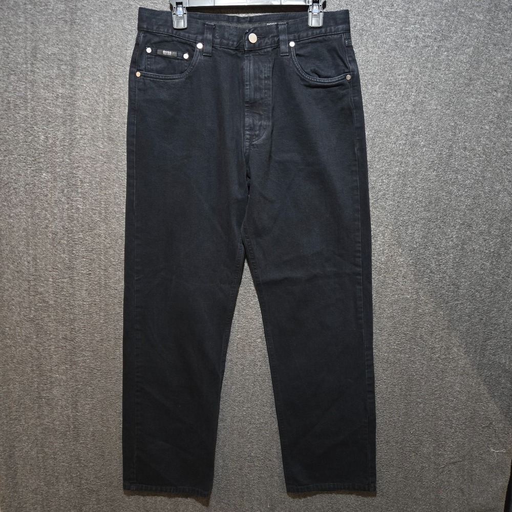 Hugo Boss Alabama Jeans Mens 34x32 (31x31) Black Dark Wash Denim Straight